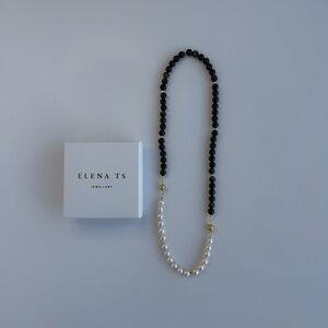 513 Black Agate Necklace Pearl Necklace